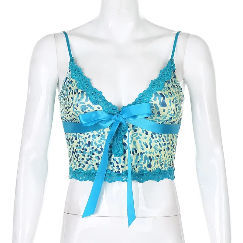 Sweet Girls Cute Crop Tops Patchwork Lace Sexy Sleeveless