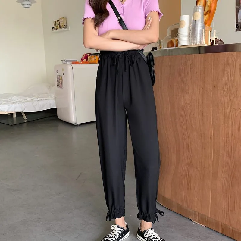 Tapered High-Waisted Cropped Slimming Thin Pants