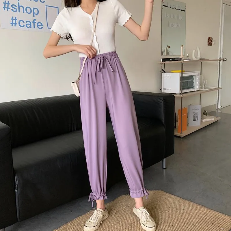 Tapered High-Waisted Cropped Slimming Thin Pants