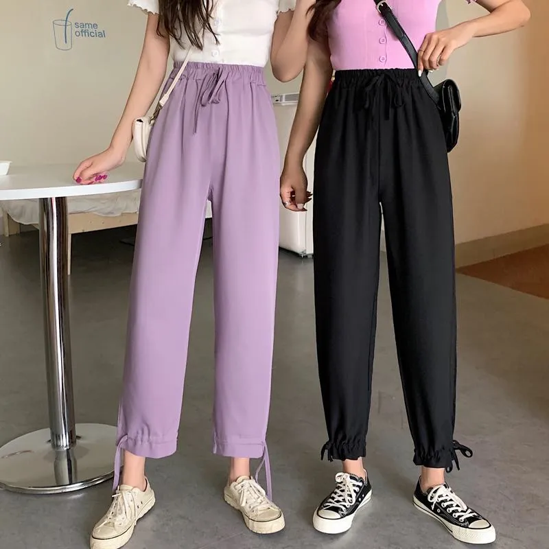 Tapered High-Waisted Cropped Slimming Thin Pants