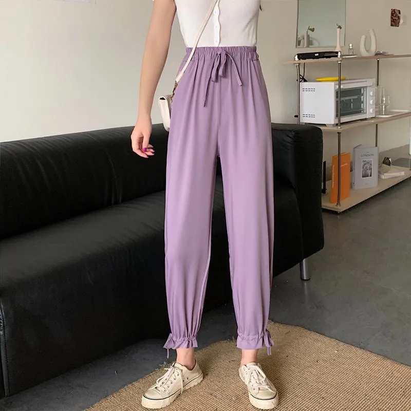 Tapered High-Waisted Cropped Slimming Thin Pants