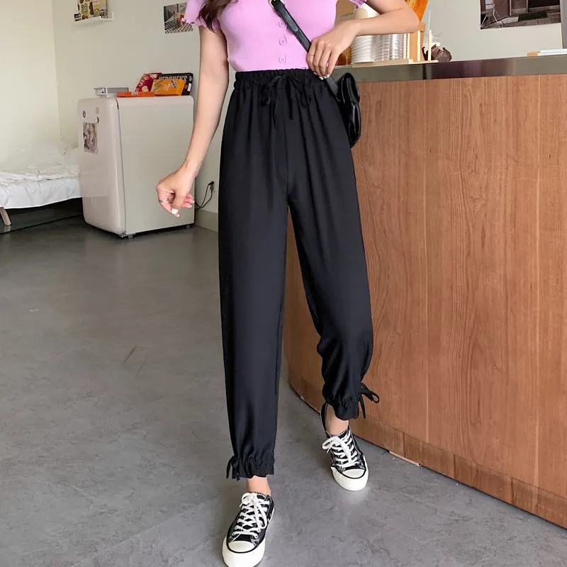 Tapered High-Waisted Cropped Slimming Thin Pants