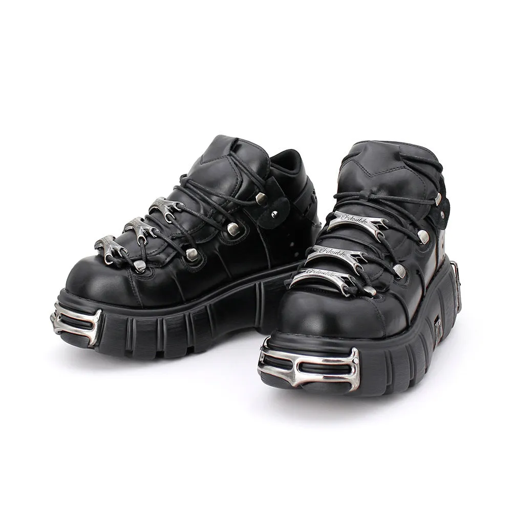 Toleet 2000s fashion 2024 New Women's Shoes Heavy Metal Platform High-Top Punk Leather Shoes Gothic Dark Motorcycle Boots