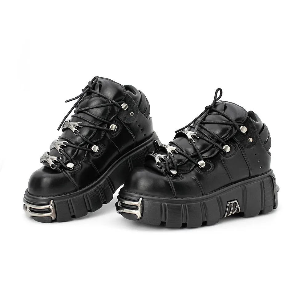 Toleet 2000s fashion 2024 New Women's Shoes Heavy Metal Platform High-Top Punk Leather Shoes Gothic Dark Motorcycle Boots