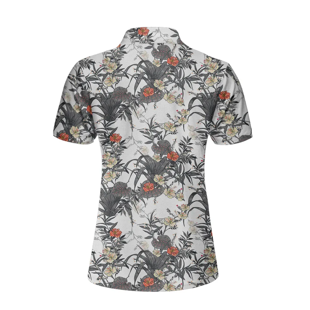 Tropical Flowers Shirt Short Sleeve Women Polo Shirt Coolspod