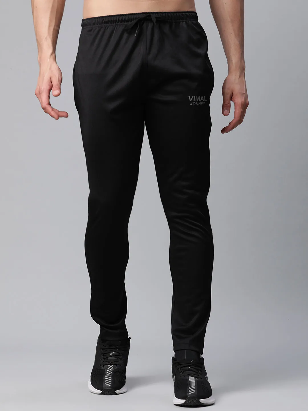 Vimal Jonney Dryfit Polyster Lycra Solid Black Trackpant for Men