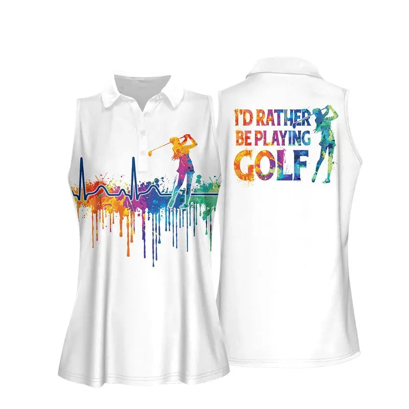 Watercolor Golf Women Sleeveless Polo Shirt, Golf shirt for women, gift for golf lover