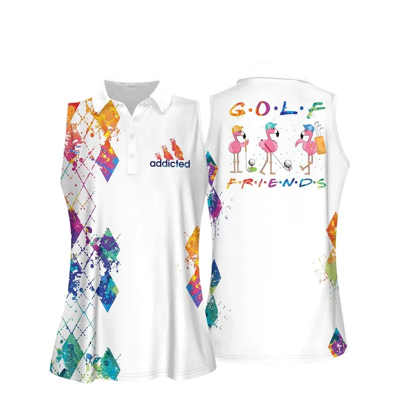 Watercolor Golf Women Sleeveless Polo Shirt, Golf shirt for women, gift for golf lover