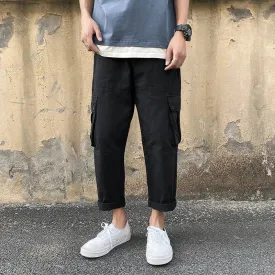 Wiaofellas  -  Autumn New Casual Pants Men's Straight-leg Pants Loose Nine-point Pants Baggy Pants  Trousers Men  Sweatpants Men