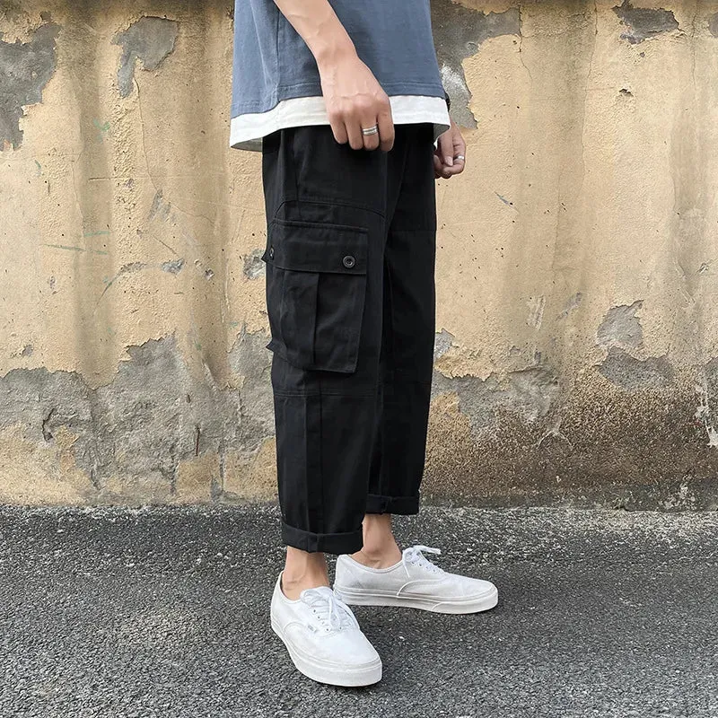 Wiaofellas  -  Autumn New Casual Pants Men's Straight-leg Pants Loose Nine-point Pants Baggy Pants  Trousers Men  Sweatpants Men