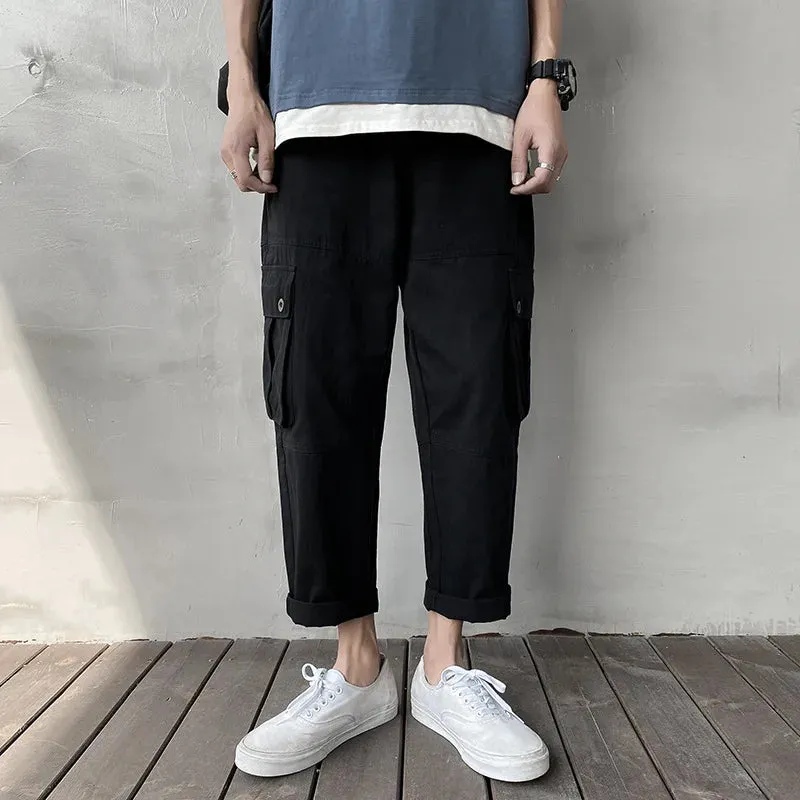 Wiaofellas  -  Autumn New Casual Pants Men's Straight-leg Pants Loose Nine-point Pants Baggy Pants  Trousers Men  Sweatpants Men