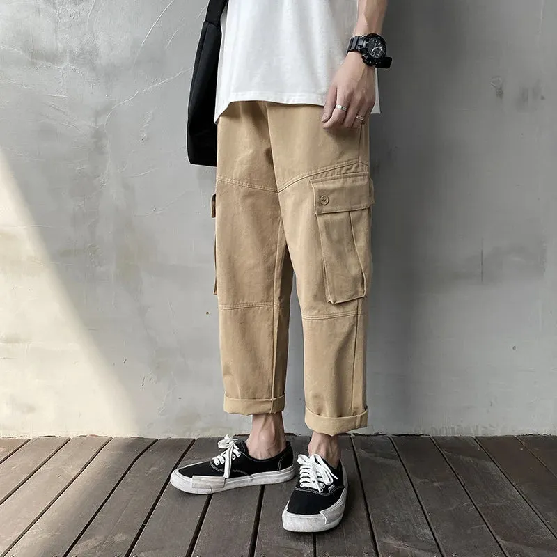 Wiaofellas  -  Autumn New Casual Pants Men's Straight-leg Pants Loose Nine-point Pants Baggy Pants  Trousers Men  Sweatpants Men