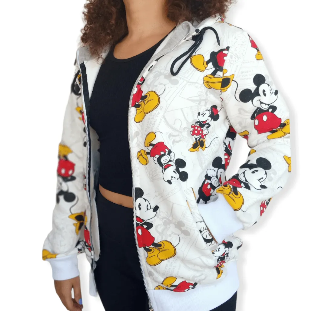 Women mickey hoodie Jacket - White