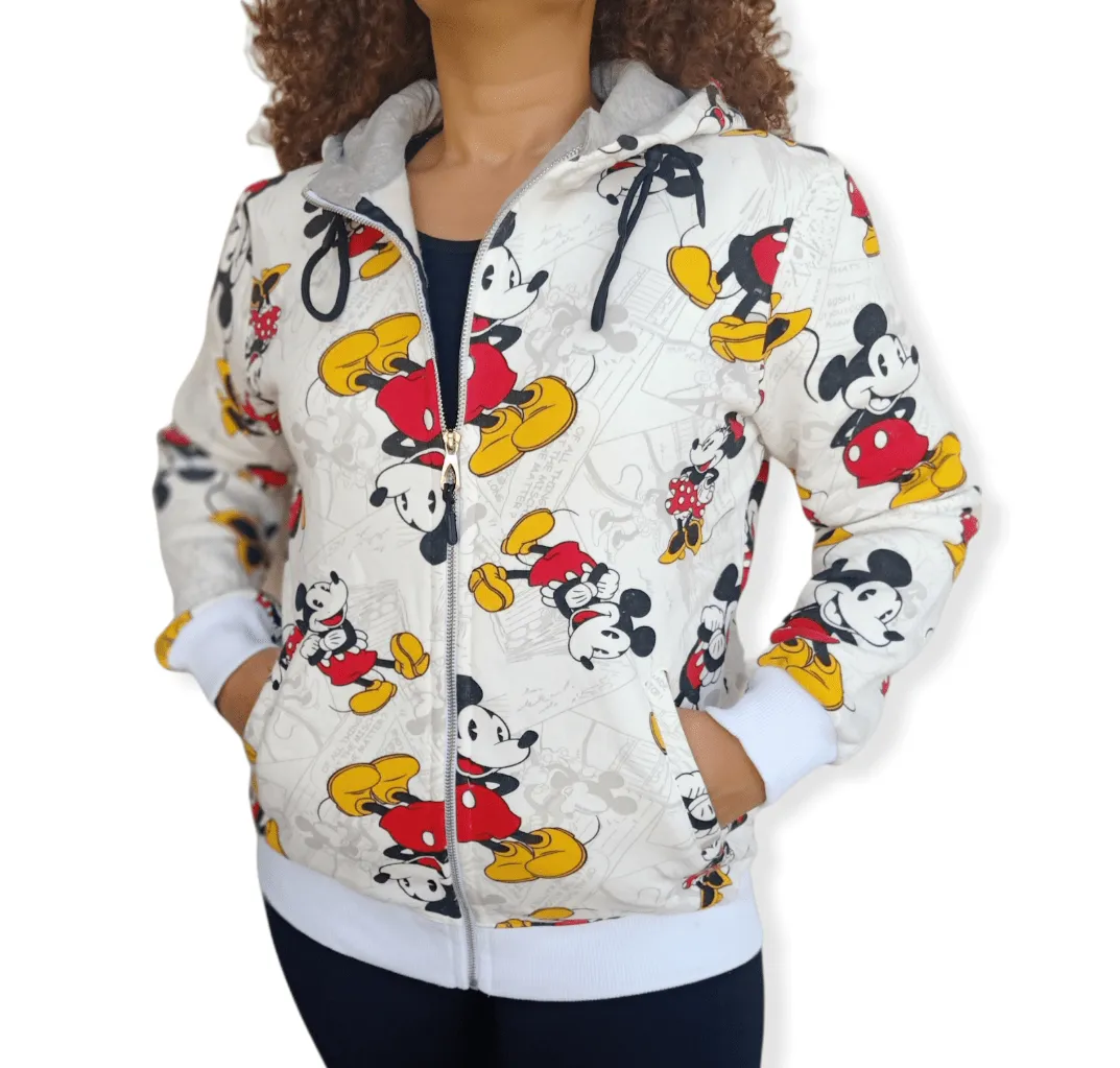 Women mickey hoodie Jacket - White