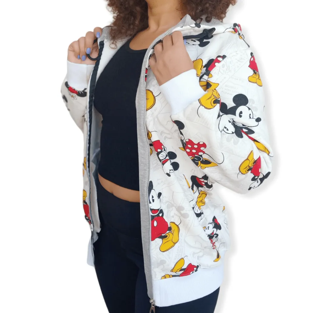 Women mickey hoodie Jacket - White