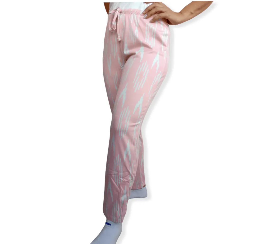 Women Pajama Pants - Pink x White