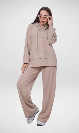 Women Set Sweatshirt   Pants Tricot - Cafe